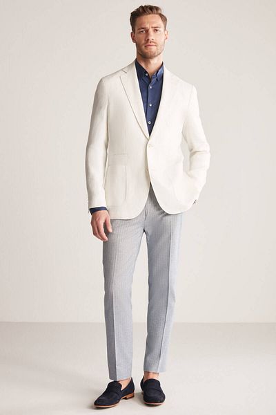 Hemington Pure Linen Off-White Summer Blazer Jacket