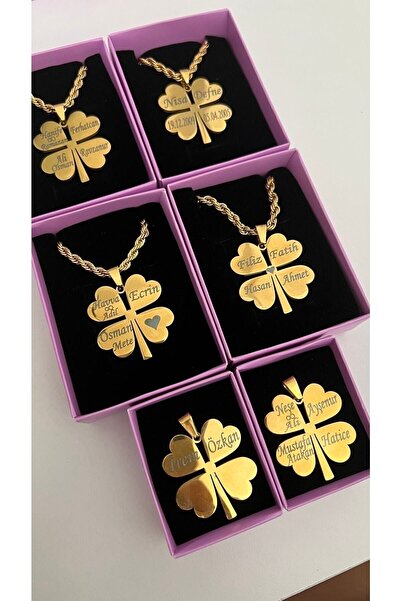 Bymiel Kişiye Özel Çelik Yonca Kolye