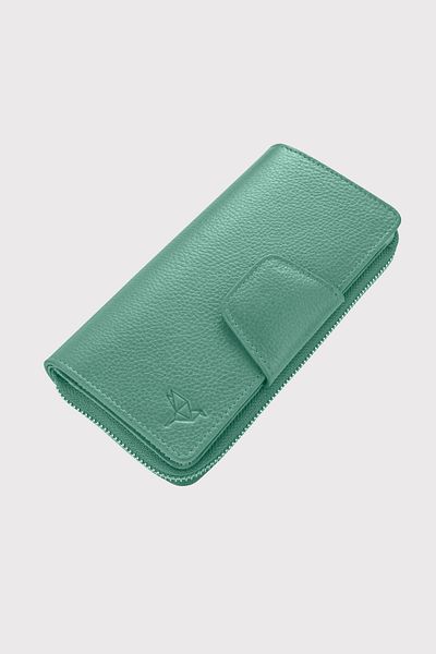 Garbalia Portofel de damă Lobby din piele naturală verde mentă