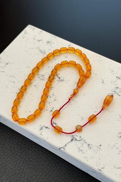 TESBİHKENTİ Master Work Capsula Dimensiune Mica Culoare Portocaliu Fire Chihlimbar Mărgele de rugăciune