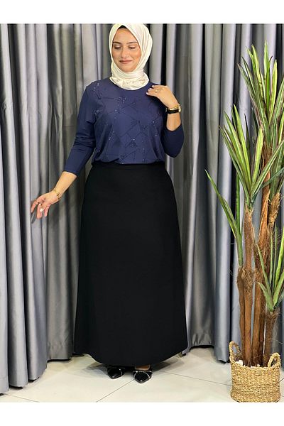 Butik büyük beden Slit Crepe Skirt