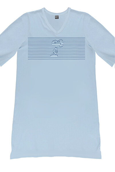 ROCKANDROLL Cățeluș în dungi, cu decolteu în V, cu jumătate de mânecă, până la genunchi, rochie confortabilă pentru acasă