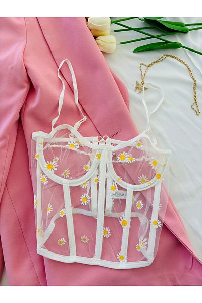 LORESORTA White Daisy Patterned Bustier