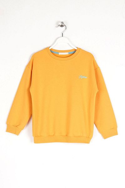 zepkids Crew Neck Long Sleeve Mustard Color Girl's Sweatshirt