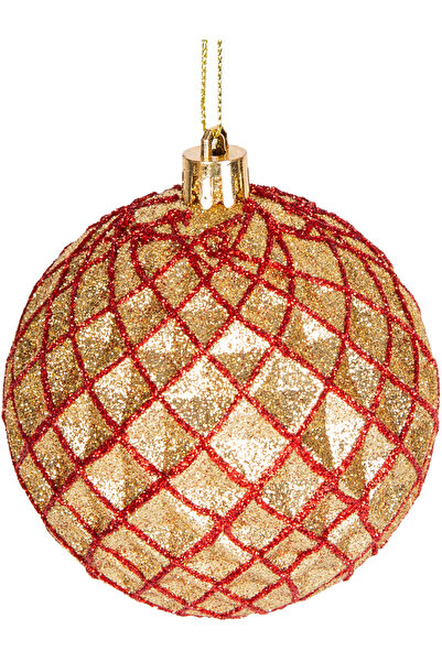 Herdekora Χριστουγεννιάτικο Στολίδι Χριστουγεννιάτικο Δέντρο Χριστουγεννιάτικη Μπάλα Πακέτο 6 Τεμαχίων Χρυσό-Κόκκινο 8 εκ.