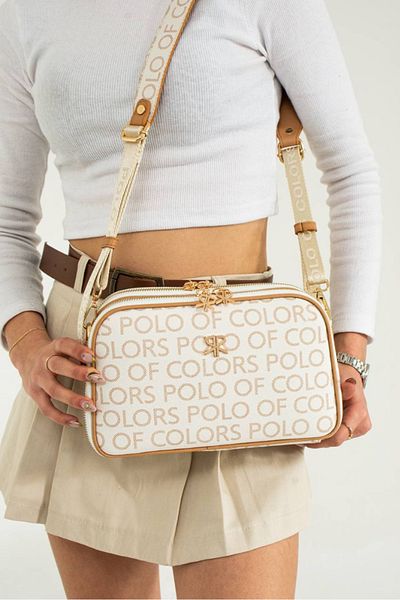 eflanmoda Polo of Colors White Multi-Compartment Crossbody Bag