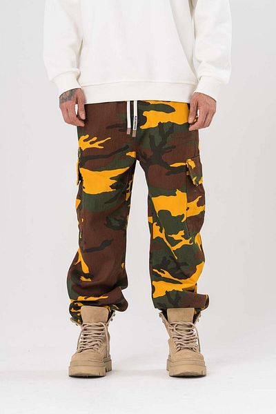 go gang own Hunter Cargo Pocket and Leg Adjustable Camouflage Gabardine Trousers