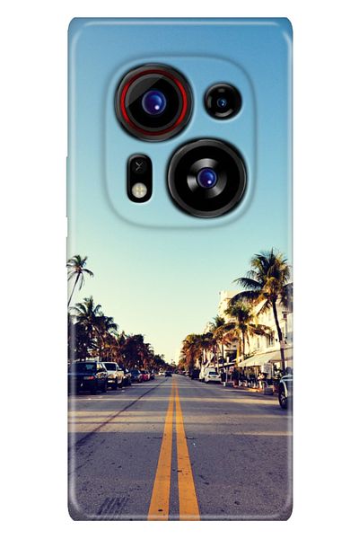 TECNO جراب Phantom X2 Pro AD9 من السيليكون المطبوع بنمط ميامي غروب الشمس