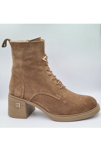 Greyder 59127 Sıgaro Suet Γνήσιο δέρμα με χοντρό τακούνι (6cm) Γυναικείες κομψές μπότες