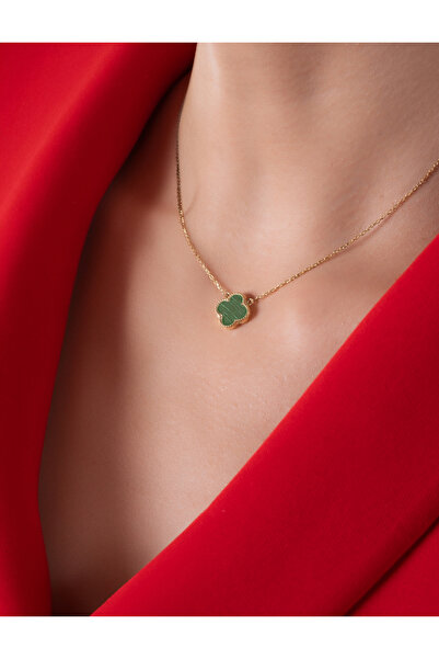 YCL JEWELLERY Yeşil Malakit Taşlı Altın Kolye