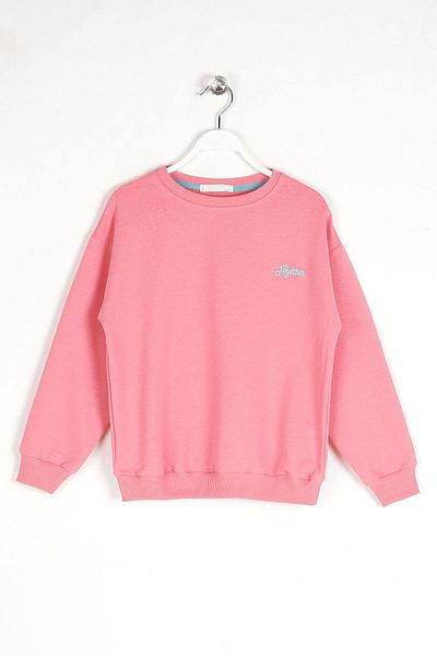 zepkids Crew Neck Long Sleeve Pink Color Girls' Sweatshirt