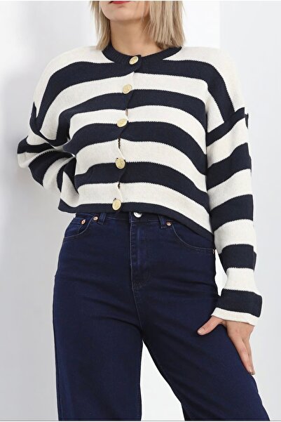 Vouvingen Tricotaj cardigan scurt cu dungi