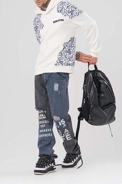 go gang own Life Patch and Text Detailed Jean Baggy Trousers