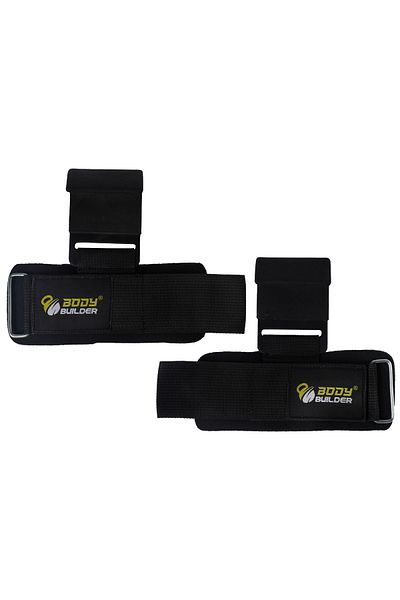Body Builder Weight Lifting Wraps Hook, Pack of 2 Pcs, Black