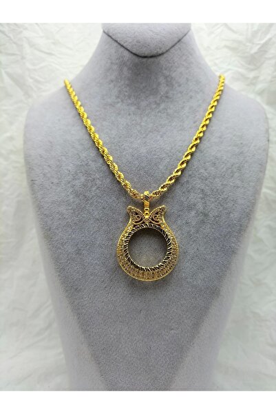 Arjew قلادة بحبل سلسلة بإطار توليب نصف ذهبي