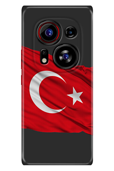 TECNO Phantom X2 Pro Kılıf Desenli Silikon Baskılı Al Bayrak
