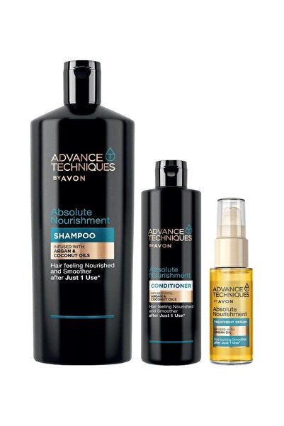 AVON Advance Techniques Argan Yağı Içeren Şampuan Saç Kremi Ve Saç Serum Seti