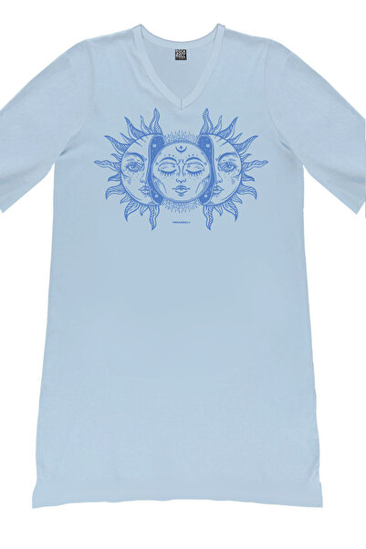 ROCKANDROLL Moon Sun Decolteu în V Jumătate mânecă Lungime până la genunchi Rochie confortabilă acasă Cămașă de noapte