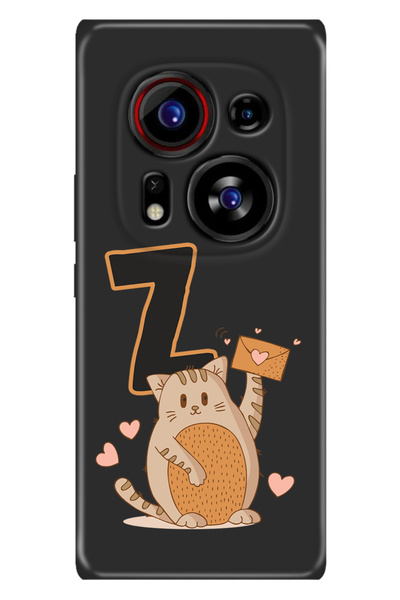 TECNO Phantom X2 Pro Kılıf Desenli Cover Silikon Kedili Z Harfi