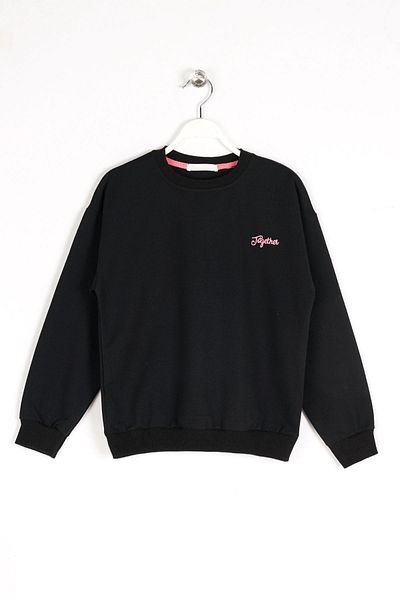 zepkids Crew Neck Long Sleeve Black Color Girl's Sweatshirt
