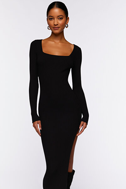 Forever 21 Yırtmaçlı Midi Triko Elbise