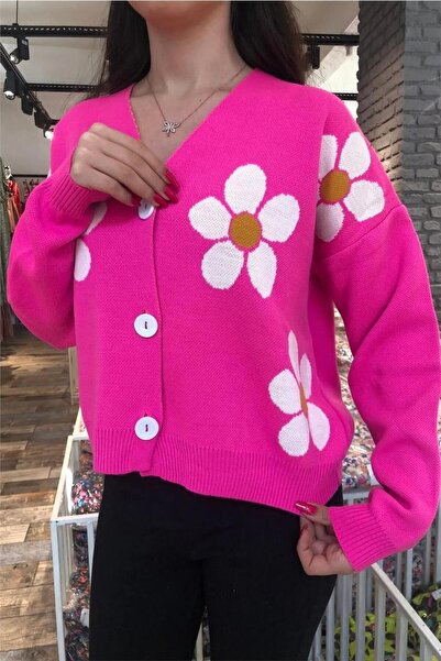 İNSUEL Papatya Desenli Hırka- Tyc00613009976 - Pembe