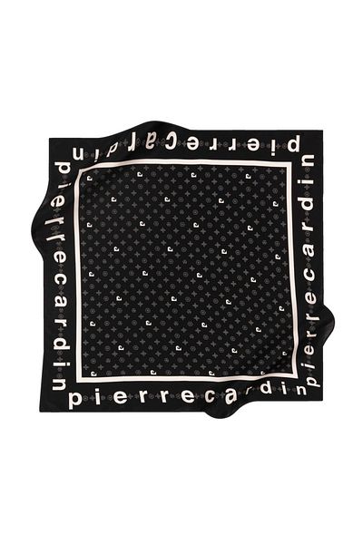 Pierre Cardin Μαύρο και άσπρο μεταξωτό μαντίλι Twill - 8940438-911
