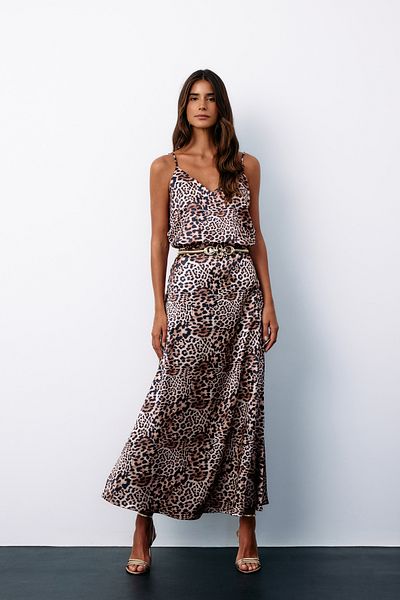 Sateen Mink Satin Skirt - Leopard Print