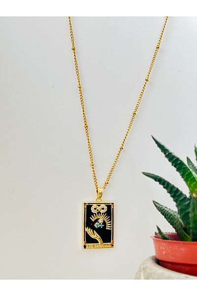 KOALA COMPANY Steel Gold Color Miracle Tarot Card Necklace - Non-Darking No Allergy