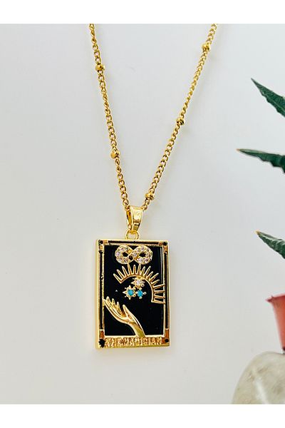 KOALA COMPANY Steel Gold Color Miracle Tarot Card Necklace - Non-Darking No Allergy