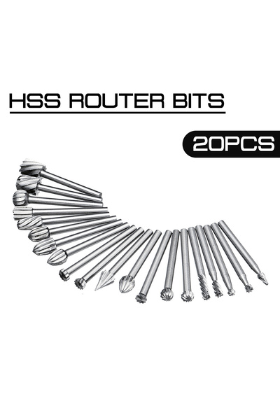 Choice 20pcs 3mm Woodworking Carving Milling Cutter HSS Durable HSS Routing Router Drill Bits Universal ...