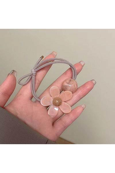 AYMETA Coadă de cal acrilic pentru femei, cu cataramă elastică cu flori