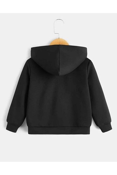 modaberry London Cotton Kids Zippered Cardigan - Black Printed Girl's Boy's Winter Hoodie
