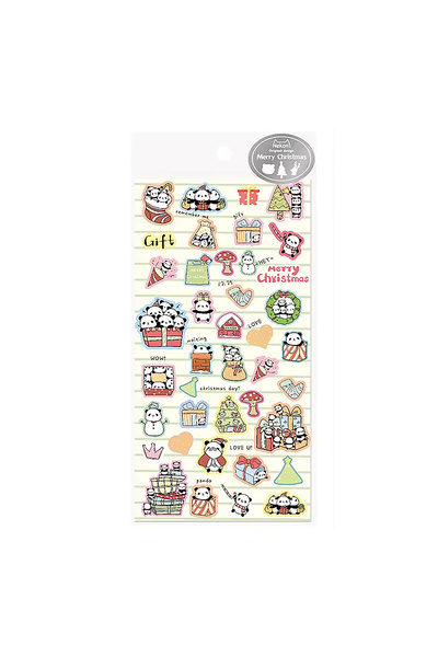 GUGUK Panda ve Yılbaşı Temalı Parıltılı Sticker Seti • Bullet Journal