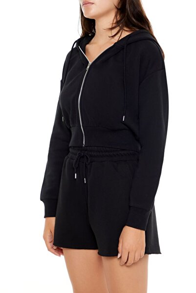 Forever 21 Basic Polar Fermuarlı Kapüşonlu Sweatshirt