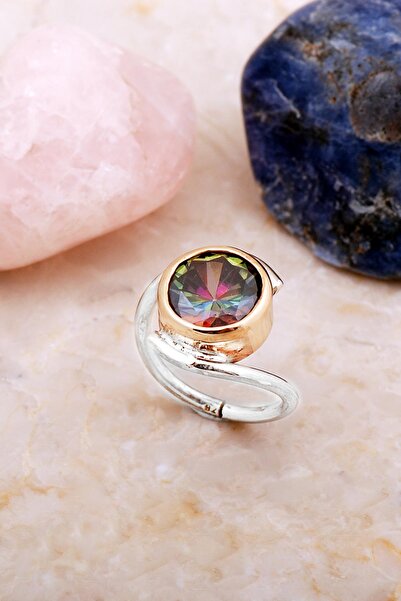 Sümer Telkari Mistik Topaz Taşlı Tasarım Gümüş Yüzük 5920