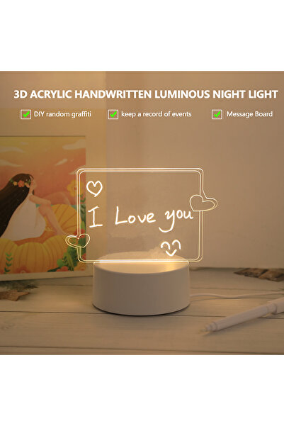 Choice Warm White WHITE USB Creative 3D Luminous Erasable Love Pen Night Ligh...