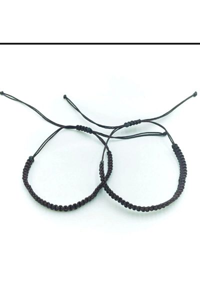 Tralles Takı Double Macrame Braided Black Bracelet