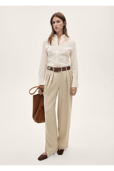 MANGO Woman Decorative Embroidered Fitted Shirt
