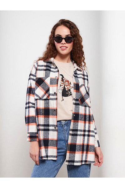 LC Waikiki Dámská dřevorubecká košilová bunda Lcw s dlouhým rukávem oversize Gabardine