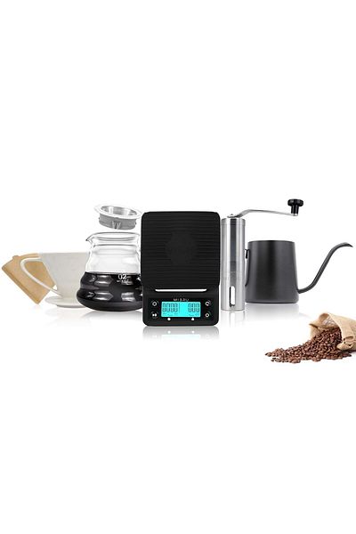 MIBRU V60 Coffee Set 6 Piece Coffee Drip Coffee Making Kit Premium Pour Over Coffee Manual Grinder Dripper