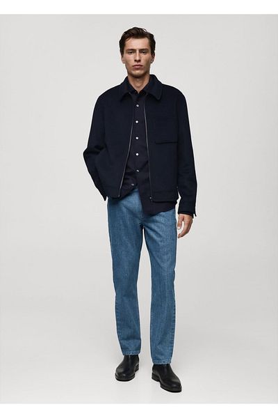 MANGO Man Blugi slim fit, spălați închis