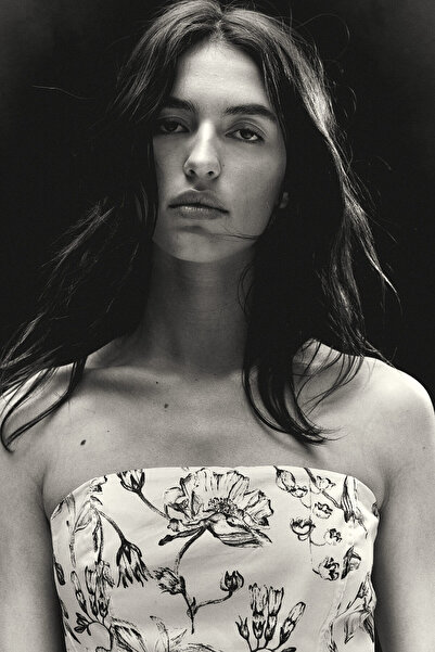 H&M Pamuklu Bandeau Elbise