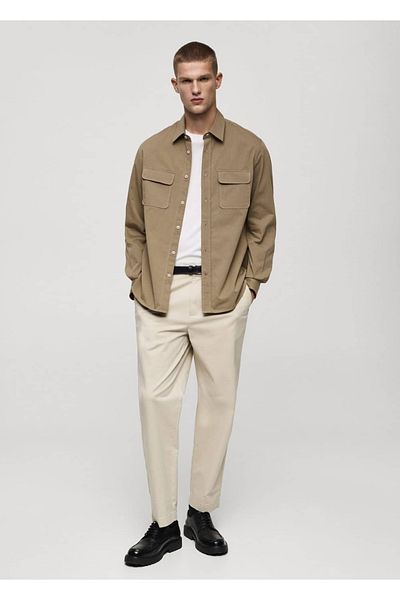 MANGO Man Cotton Shirt Jacket with Pockets