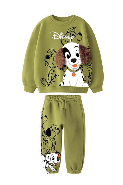 Lolliboomkids Unisex Children's Plush 3D Ear Dangle Detailed 3 String Dalmatian Cute Dog Bottom Top Set