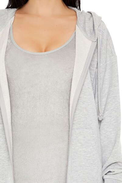 Forever 21 Oversize Fermuarlı Kapüşonlu Sweatshirt