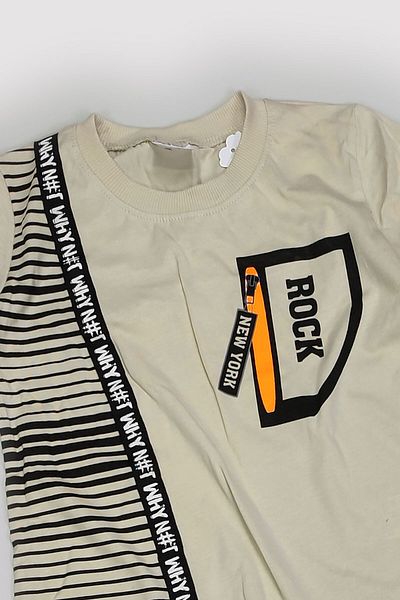 Peki Summer Boy's Combed Cotton 100% Cotton Slim Fit Rock Printed T-Shirt & Shorts 2 Piece Set 13644
