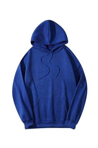 DEEPSENCE Μπλε φούτερ με κουκούλα Unisex Χειμερινό βαμβακερό 2 κλωστών