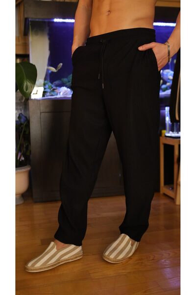 Pubblica Men's Striped Rubber Detailed Oversize Black Tracksuit