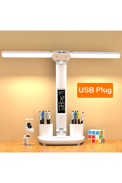 Choice مصباح طاولة قابل للطي يعمل باللمس بتقنية LED، مزود بمقبس USB (بدون بطا...